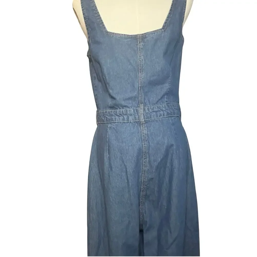 Sincerely Jules Denim Jumpsuit Blue L Wide Leg Button Front Y2K - Picture 15 of 16